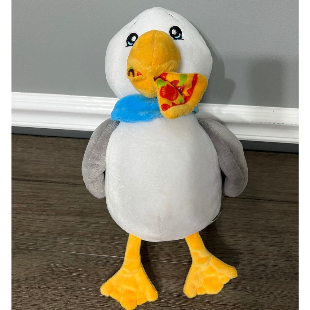 Peek A Boo Toys Plush Seagull Pizza Scarf Stuffed Animal Bird Blue White 10 inch